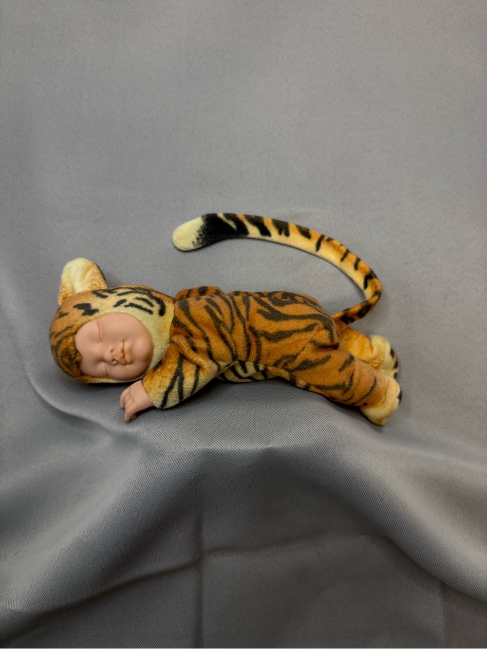 Vintage 2000 Anne Geddes Sleeping Baby Tiger Plush Doll 9" | Unimax Beanbag Bean